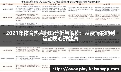 2021年体育热点问题分析与解读：从疫情影响到运动员心理健康